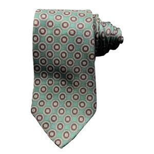 Oscar De La Renta Mens Tie Necktie Green Geometric Tied 3 In Classic USA